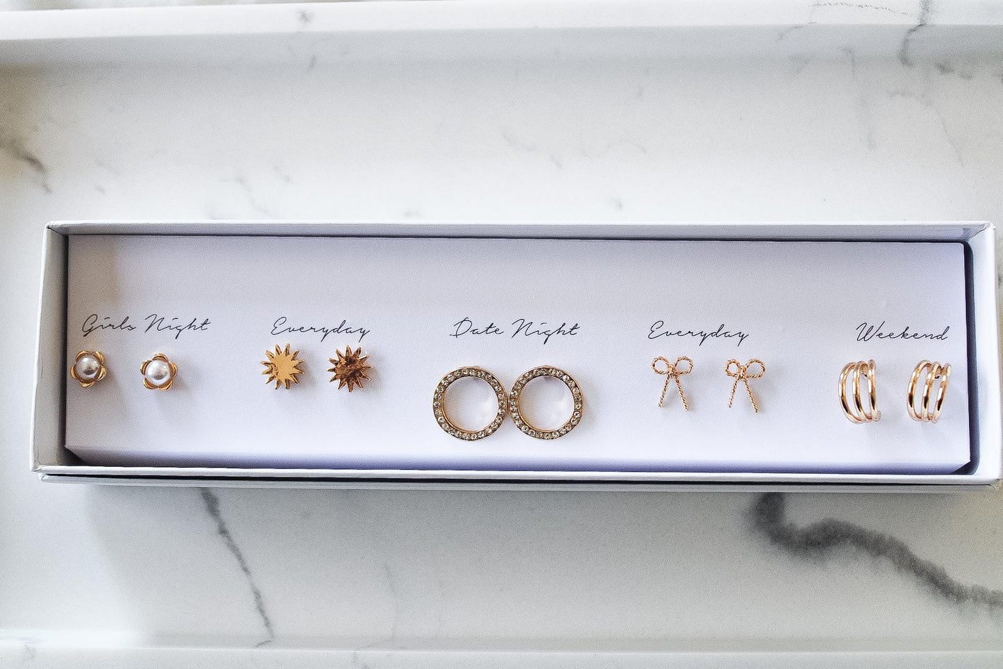 5 Stud Earrings Sets|Diamond Studs|Gold Earrings Set|Earring Set|Wedding Earrings|Christmas Gift|Butterfly Earrings|Gift Set|Gift for Her|