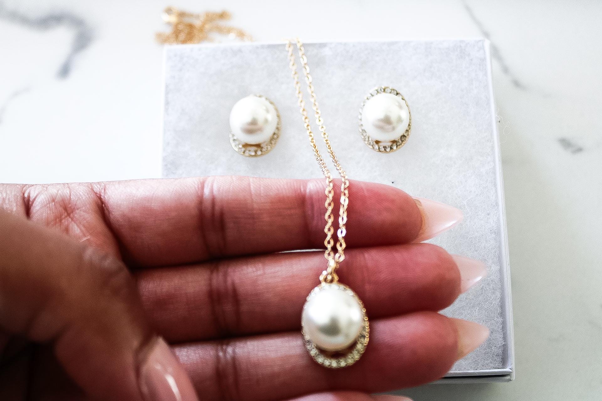 Pearl Necklace Set|Freshwater Pearl|Necklace Earring Set|Wedding Earrings|Pearl Earring|Gift for Her|Gift for Mom|Dangle Earrings|Pearl Set|