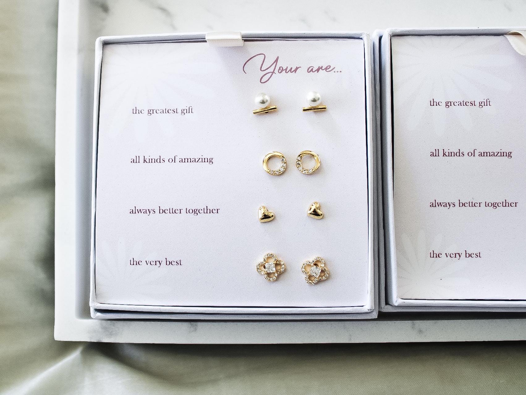 5 Affirmations Stud Earrings Sets|Diamond Studs|Gold Earrings Set|Earring Set|Wedding Earrings|Valentine Gift|Mom Gift|Gift for Her|Earrings