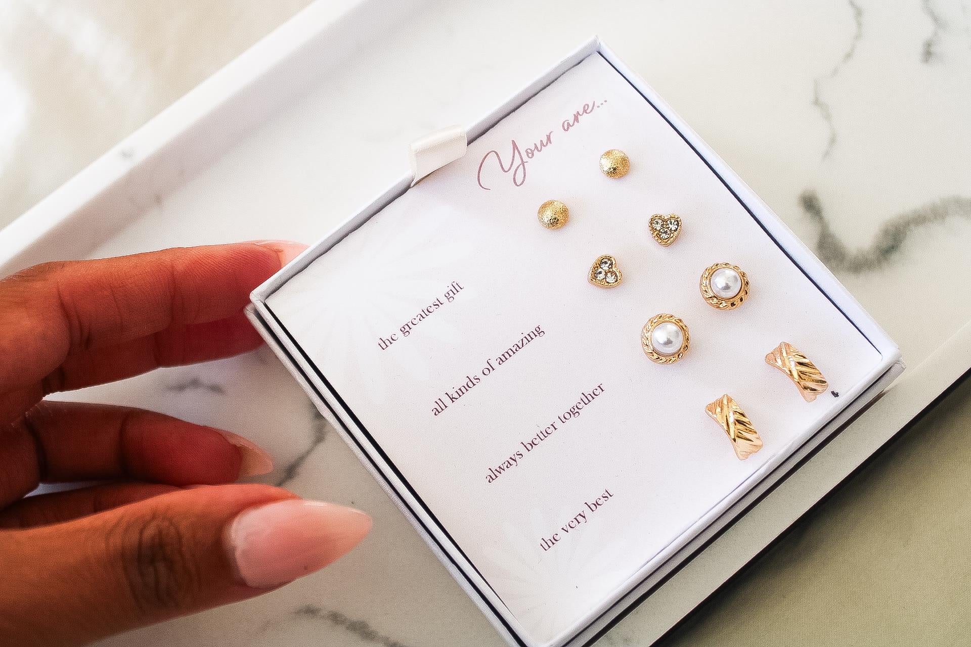 5 Affirmations Stud Earrings Sets|Diamond Studs|Gold Earrings Set|Earring Set|Wedding Earrings|Valentine Gift|Mom Gift|Gift for Her|Earrings