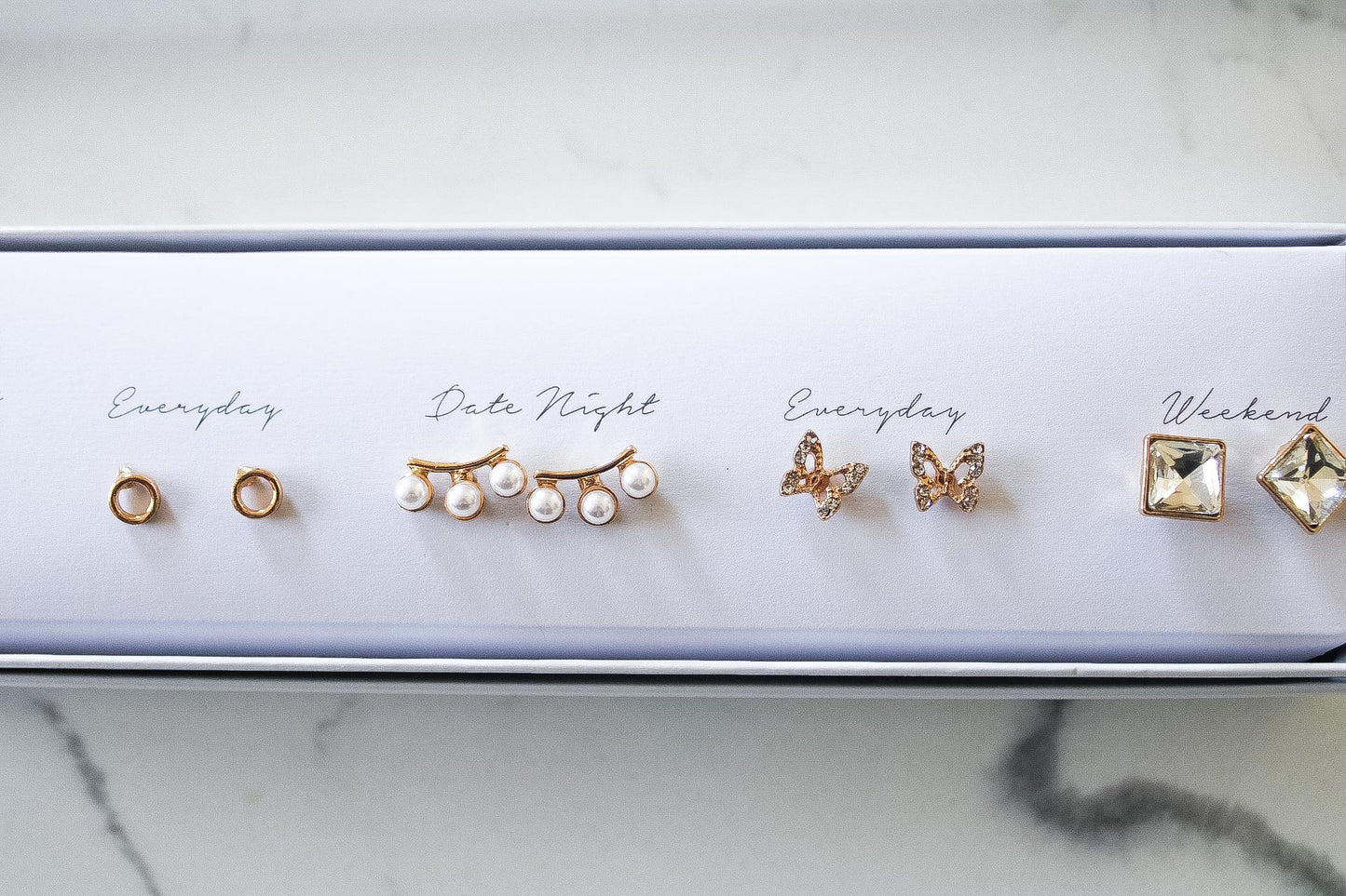 5 Stud Earrings Sets|Diamond Studs|Gold Earrings Set|Earring Set|Wedding Earrings|Christmas Gift|Butterfly Earrings|Gift Set|Gift for Her|