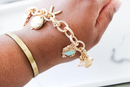 Beach Charm Bracelet|Charm Bracelet|Gold Bracelet|Friendship Bracelet|Gift for Her|Mother's Day Gift|Valentine Gift|Charms|Handmade Jewelry