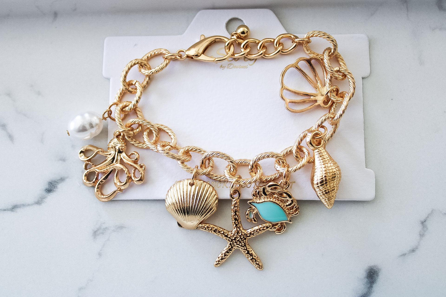 Beach Charm Bracelet|Charm Bracelet|Gold Bracelet|Friendship Bracelet|Gift for Her|Mother's Day Gift|Valentine Gift|Charms|Handmade Jewelry