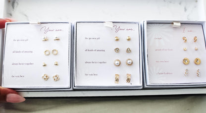 5 Affirmations Stud Earrings Sets|Diamond Studs|Gold Earrings Set|Earring Set|Wedding Earrings|Valentine Gift|Mom Gift|Gift for Her|Earrings