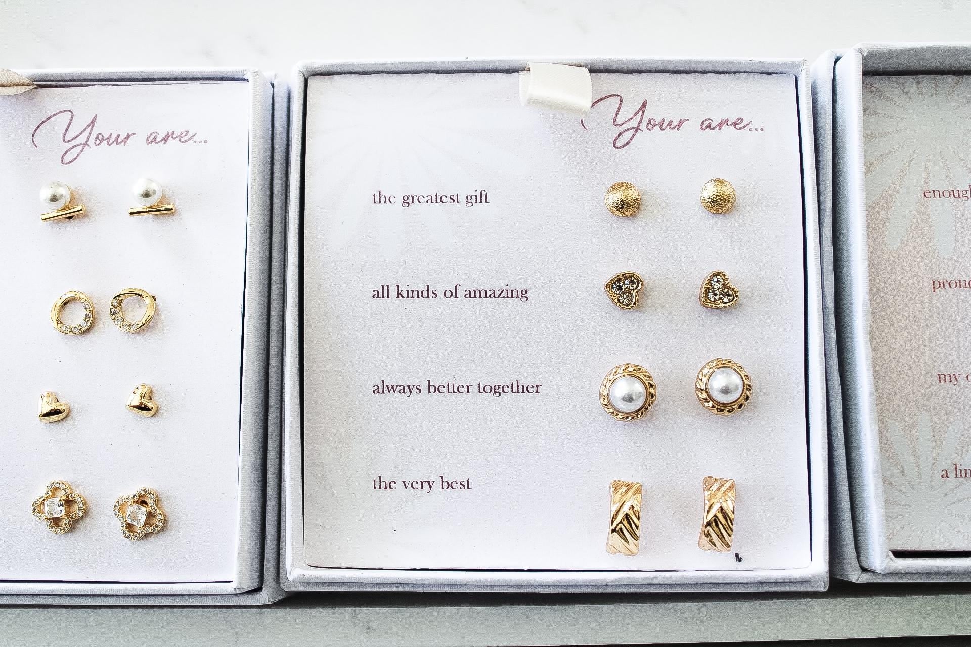 5 Affirmations Stud Earrings Sets|Diamond Studs|Gold Earrings Set|Earring Set|Wedding Earrings|Valentine Gift|Mom Gift|Gift for Her|Earrings