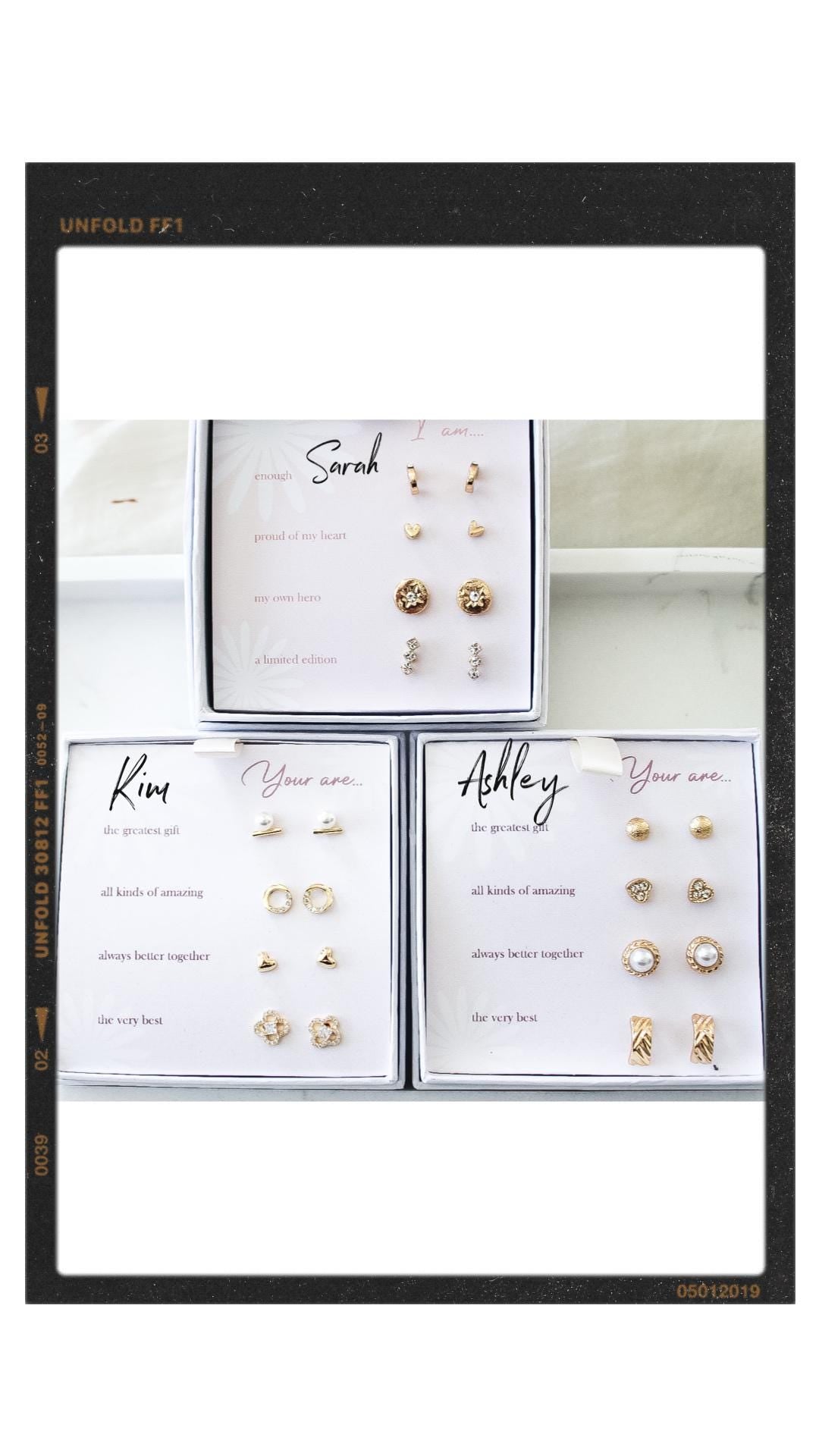 5 Affirmations Stud Earrings Sets|Diamond Studs|Gold Earrings Set|Earring Set|Wedding Earrings|Valentine Gift|Mom Gift|Gift for Her|Earrings