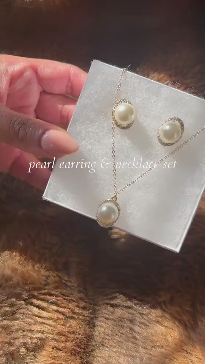 Pearl Necklace Set|Freshwater Pearl|Necklace Earring Set|Wedding Earrings|Pearl Earring|Gift for Her|Gift for Mom|Dangle Earrings|Pearl Set|